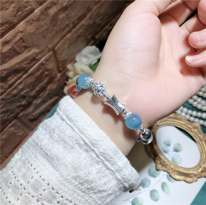 Celestial Serenity: Aquamarine 925 Silver Star Bracelet for Healing and Manifestation