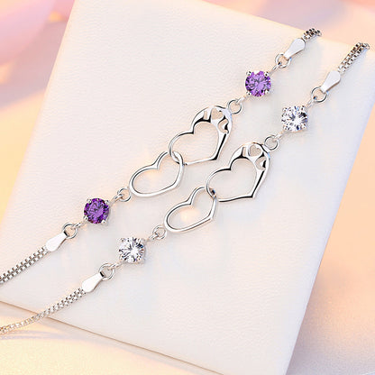 The Alchemy of Us: Amethyst Heart Silver Bracelet for Elegance & Spiritual Balance