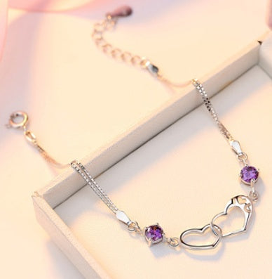 The Alchemy of Us: Amethyst Heart Silver Bracelet for Elegance & Spiritual Balance