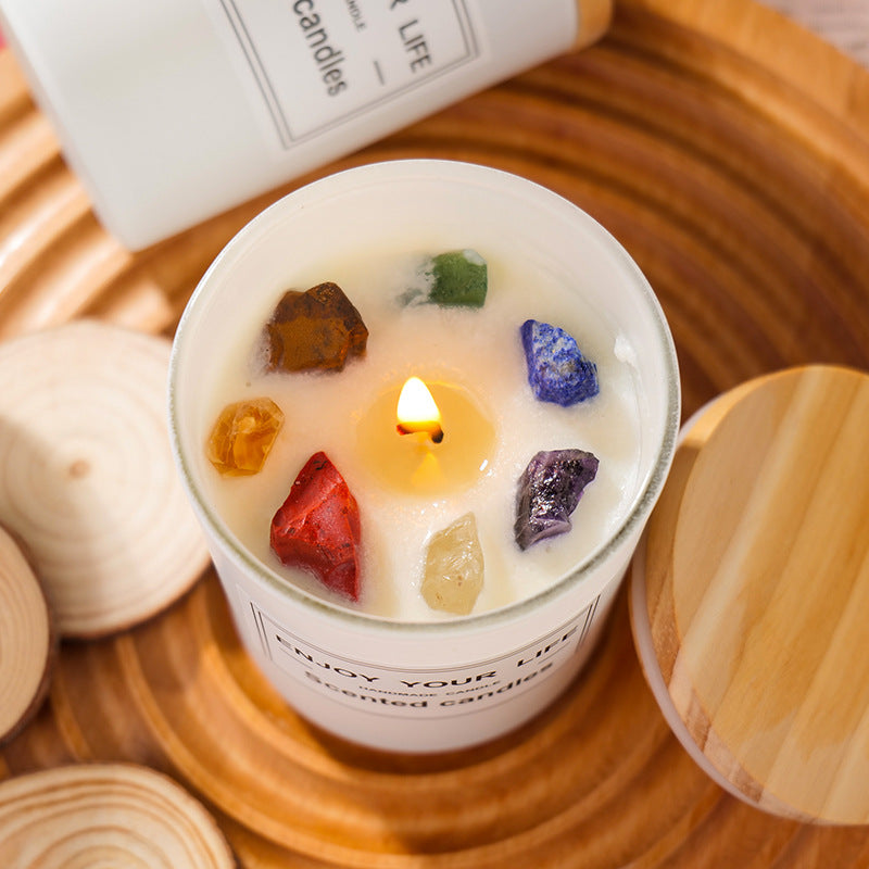 Moonlit Crystal Aromatherapy Candle: Handmade Soy Wax Ritual Gift for Lunar Energy & Intention Setting