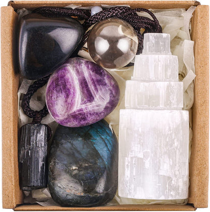 Lunar Crystal Gift Set: Align, Heal & Manifest with Moonstone, Amethyst, Selenite & Tiger Eye