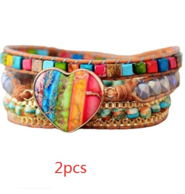 Align Your Energy: 7 Chakra Leather Wrapped Bracelet for Healing and Manifestation