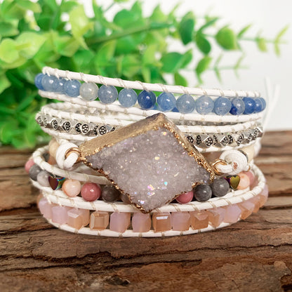 Gold Bound Natural Geode Bracelet - Boho Luxury Manifestation Piece