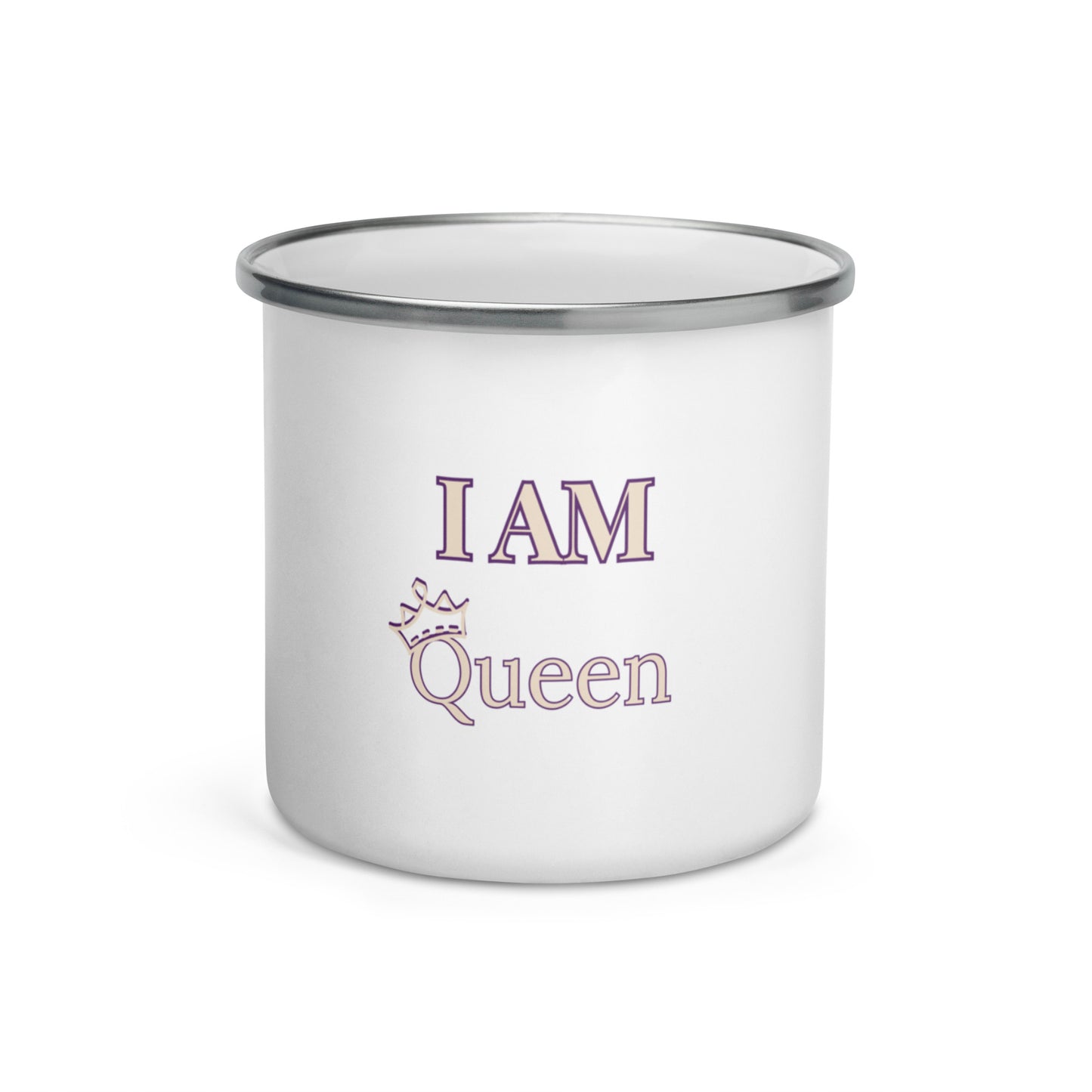 I AM Queen Enamel Mug With Lid