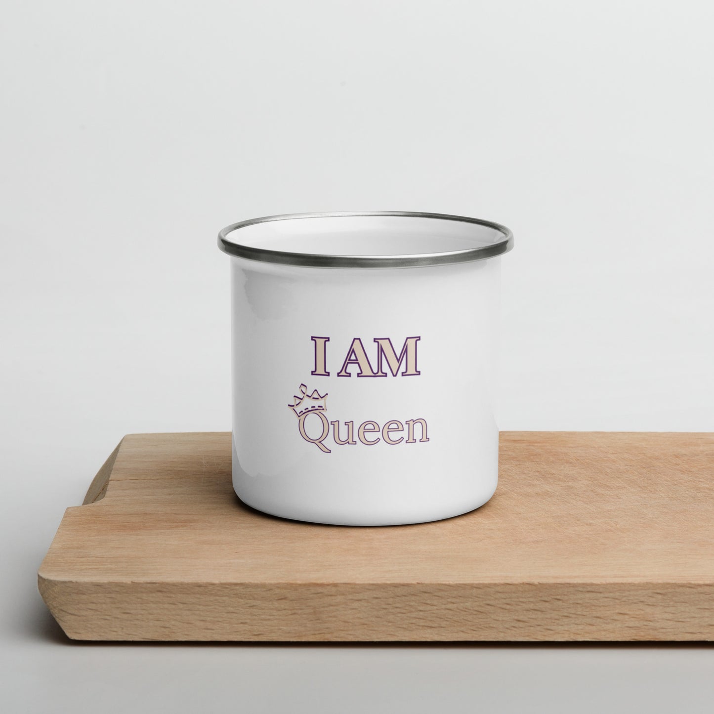 I AM Queen Enamel Mug With Lid